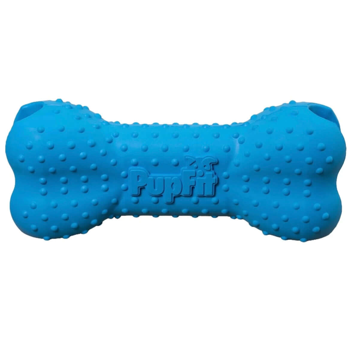 PupFit removable rubber bone loaded with treats — chew toy, fetch toy, and tug toy in one